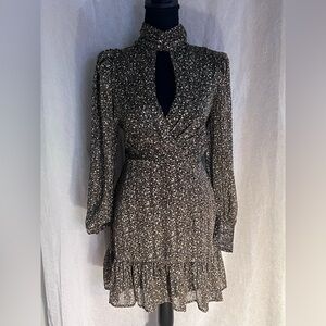 Aqua Elegant Black, brown, gold & white Dress